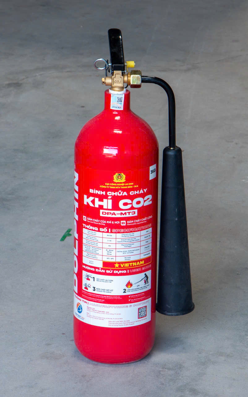  Bình chữa cháy khí CO2 3kg MT3 Dolphin (Thanh Bình-BCA)