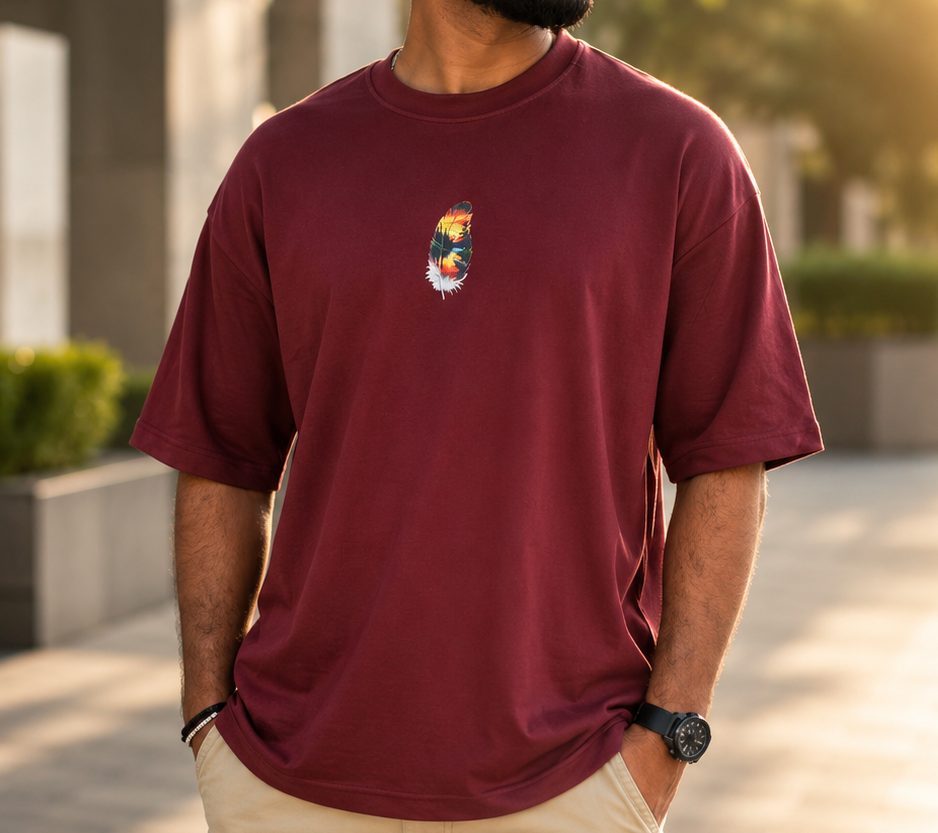 Sunset Feather Printed T-Shirt