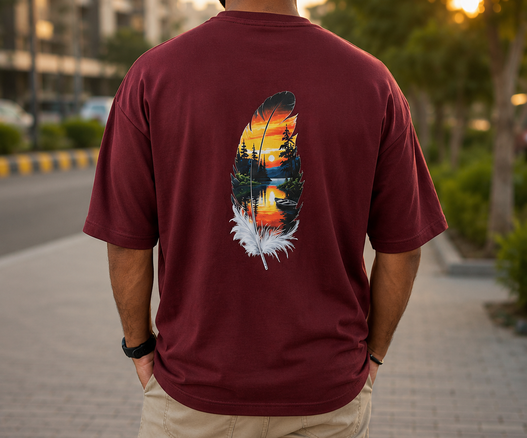 Sunset Feather Printed T-Shirt
