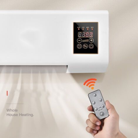 Ventilateur de climatisation mural 2000W – Refroidissement et chauffage – Minuterie, protection surchauffe, télécommande 