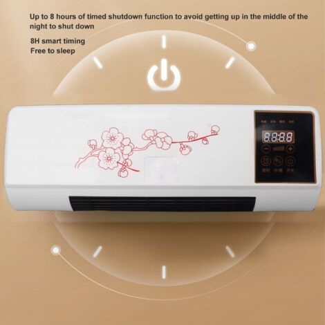 Ventilateur de climatisation mural 2000W – Refroidissement et chauffage – Minuterie, protection surchauffe, télécommande 