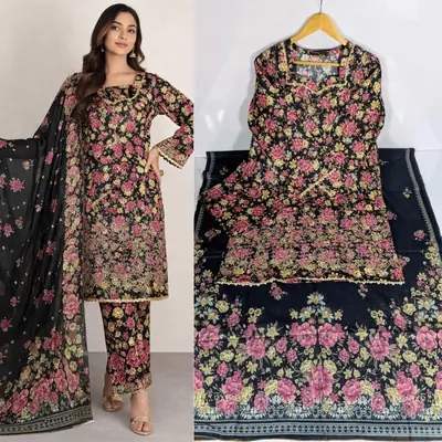 3 Pcs Women's Stitched Lawn Embroidered Suit – Elegant Ladies Summer Dress in Pakistan | Lureena