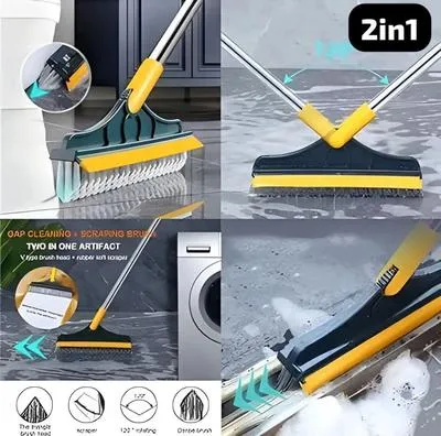 Two-in-One Floor Scrubber Wiper Brush for Tiles