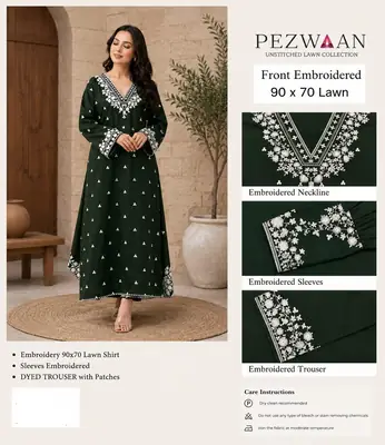 2 Pcs Women's Unstitched Embroidered Lawn Suit – Premium Ladies Summer Collection in Pakistan | Lureena