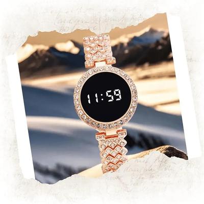 Luxury Digital Watch with Crystal Accents for Women – Elegant Ladies Fashion Wrist Watch in Pakistan | Lureena