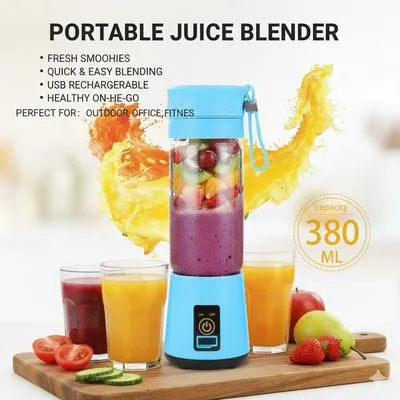 Portable USB Rechargeable Juice Blender Blue – Mini Electric Smoothie Maker in Pakistan | Lureena