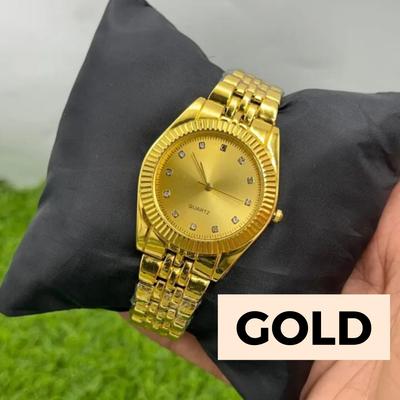 Men's Quartz Watch Stainless Steel Chain Strap White Gold – Luxury Analogue Wrist Watch in Pakistan | Lureena