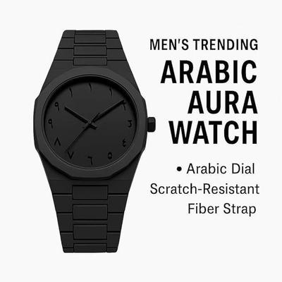 Men's Black Geometric Arabic Dial Watch – Lightweight Fashion Wrist Watch in Pakistan | Lureena