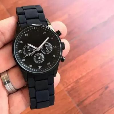Men's Black Rubber Strap Watch 24mm Analogue – Stylish Daily Wear Wrist Watch in Pakistan | Lureena
