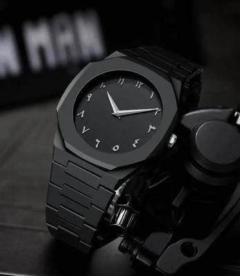 Men's Black Geometric Arabic Dial Watch – Lightweight Fashion Wrist Watch in Pakistan | Lureena