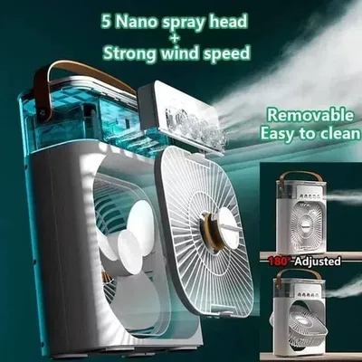 White Air Humidifier Fan 20W Portable – USB Rechargeable Cooling Mist Fan in Pakistan | Lureena