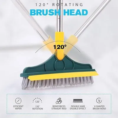 Two-in-One Floor Scrubber Wiper Brush for Tiles