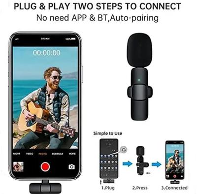 Premium Black Wireless Lavalier Microphone Type-C – Noise Reduction Mic for Live Streaming & Recording in Pakistan | Lureena