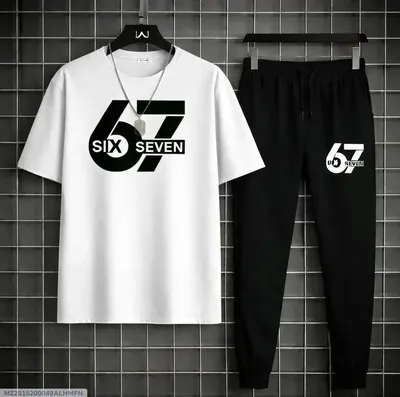 Men Printed Dri Fit Track Suit White Black – Lightweight Sports Wear for Gym & Running in Pakistan | Lureena