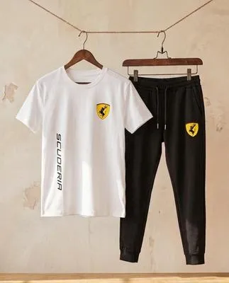 Men Printed Dri Fit Track Suit White Black XL – Premium Sports Wear for Gym & Running in Pakistan | Lureena
