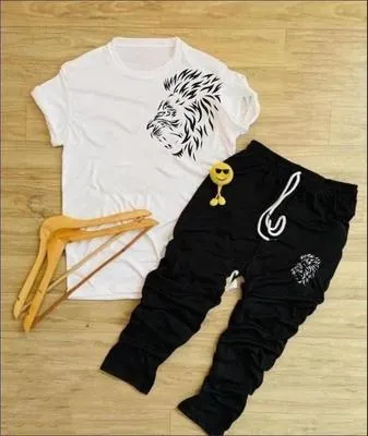 Men's Printed Lion Dri Fit Track Suit White – Sports Wear for Gym & Running (Medium to XL) | Lureena