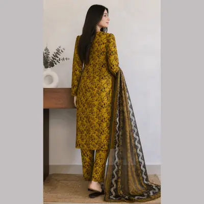 3 Pcs Women's Stitched Lawn Digital Print Suit – Premium Ladies Lawn Dress in Pakistan | Lureena