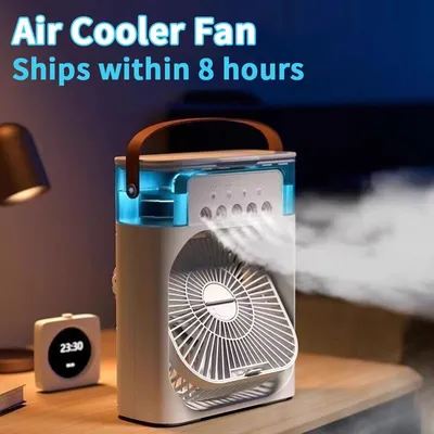 White Air Humidifier Fan 20W Portable – USB Rechargeable Cooling Mist Fan in Pakistan | Lureena