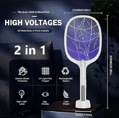 M4 2-in-1 Electric Mosquito Swatter Lamp – Rechargeable Mosquito Killer Racket in Pakistan | Lureena