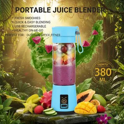 Portable USB Rechargeable Juice Blender Blue – Mini Electric Smoothie Maker in Pakistan | Lureena