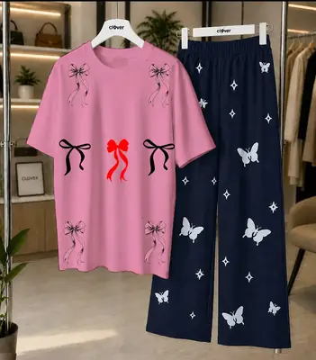 2 Pcs Women's Stitched Cotton Jersey Printed Night Suit – Soft & Comfortable Ladies Sleepwear in Pakistan | Lureena