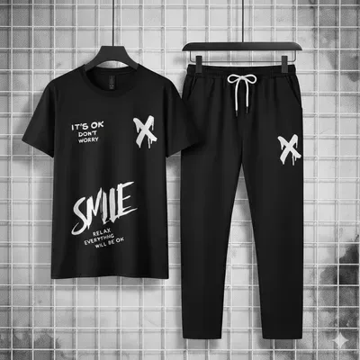 2 Pcs Men's Dri Fit Printed Track Suit – Breathable Sports Wear & Gym Outfit in Pakistan | Lureena