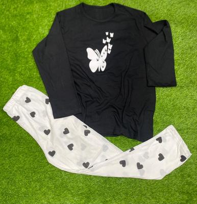 Black & White Printed Night Suit for Women