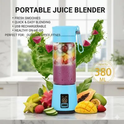 Portable USB Rechargeable Juice Blender Blue – Mini Electric Smoothie Maker in Pakistan | Lureena