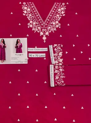 2 Pcs Women's Unstitched Embroidered Suit – Premium Lawn Dress Fabric for Ladies in Pakistan | Lureena