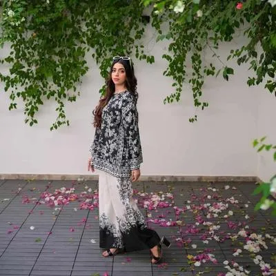 2 Pcs Women's Digital Printed Co-Ord Set – Front & Back Allover Printed Medium Size in Pakistan | Lureena