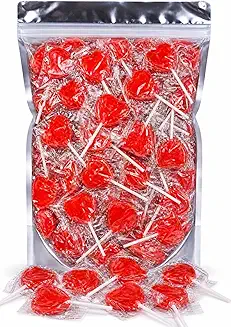 Heart-Shaped Red Lollipops (45-55 lollies)