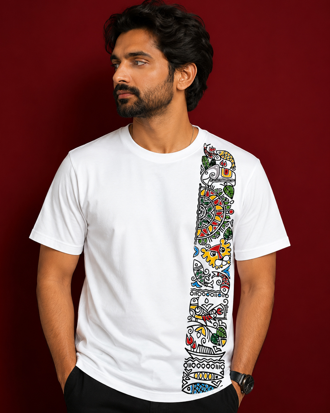 White Artistic Print T-Shirt