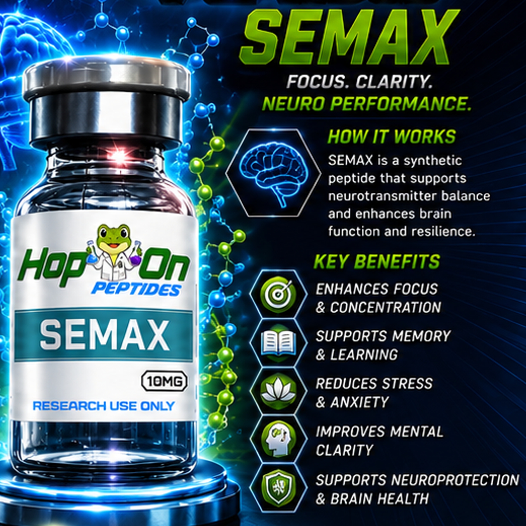 SEMAX Peptide 10mg - Research Use Only