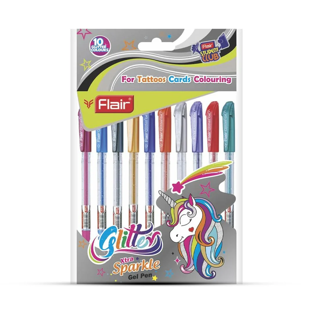 Flair Glitter Xtra Sparkle Gel Pens (Multi Color)