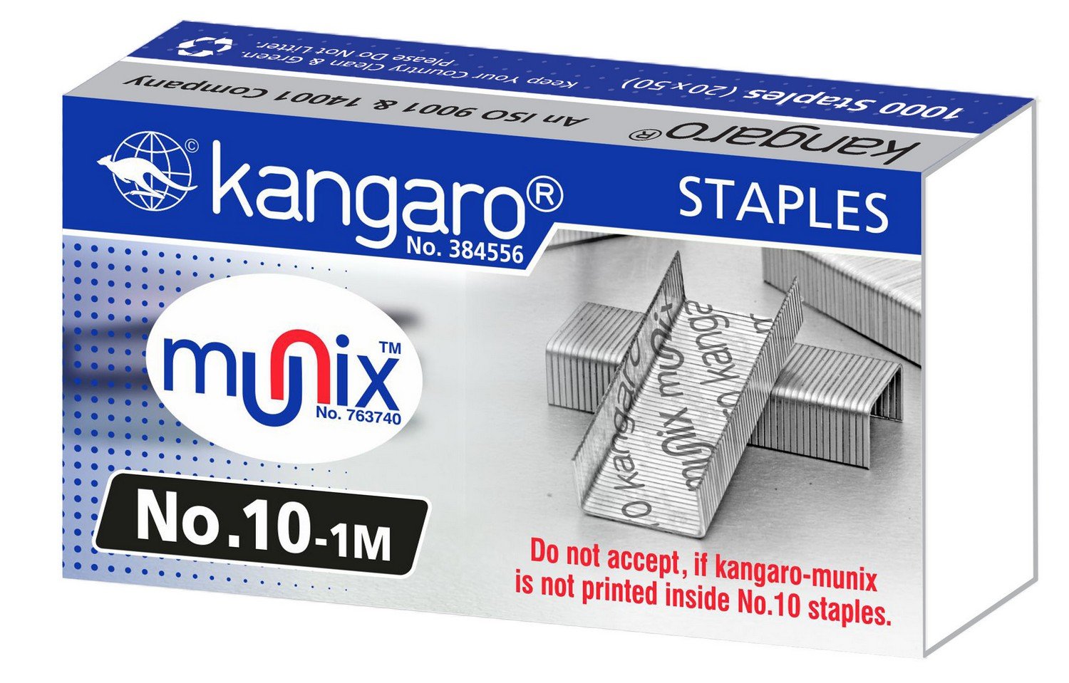 Kangaro Munix No. 10-1M Staples (Pack of 20 Box)