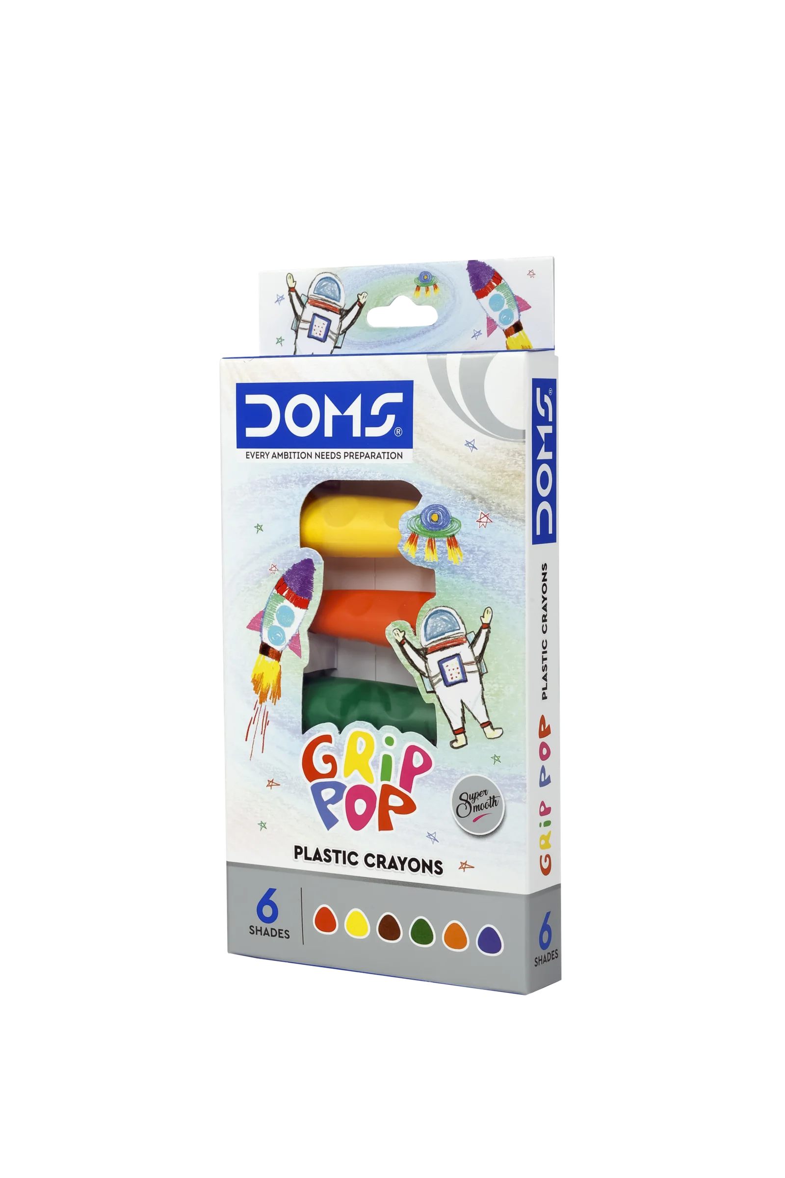 DOMS Grip Pop Plastic Crayons