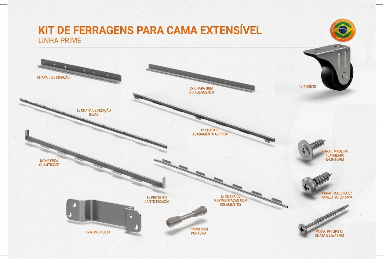 Kit de Ferragens Cama Extensível