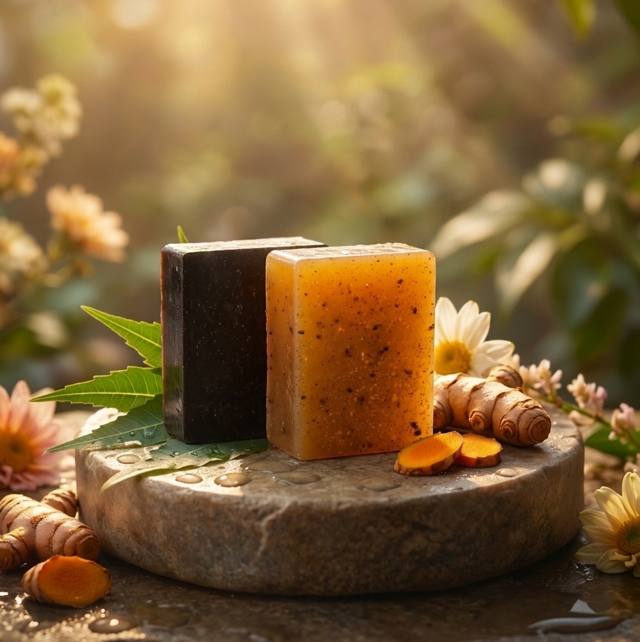 Herbal Turmeric & Charcoal Soap Set Pack of 2.. 