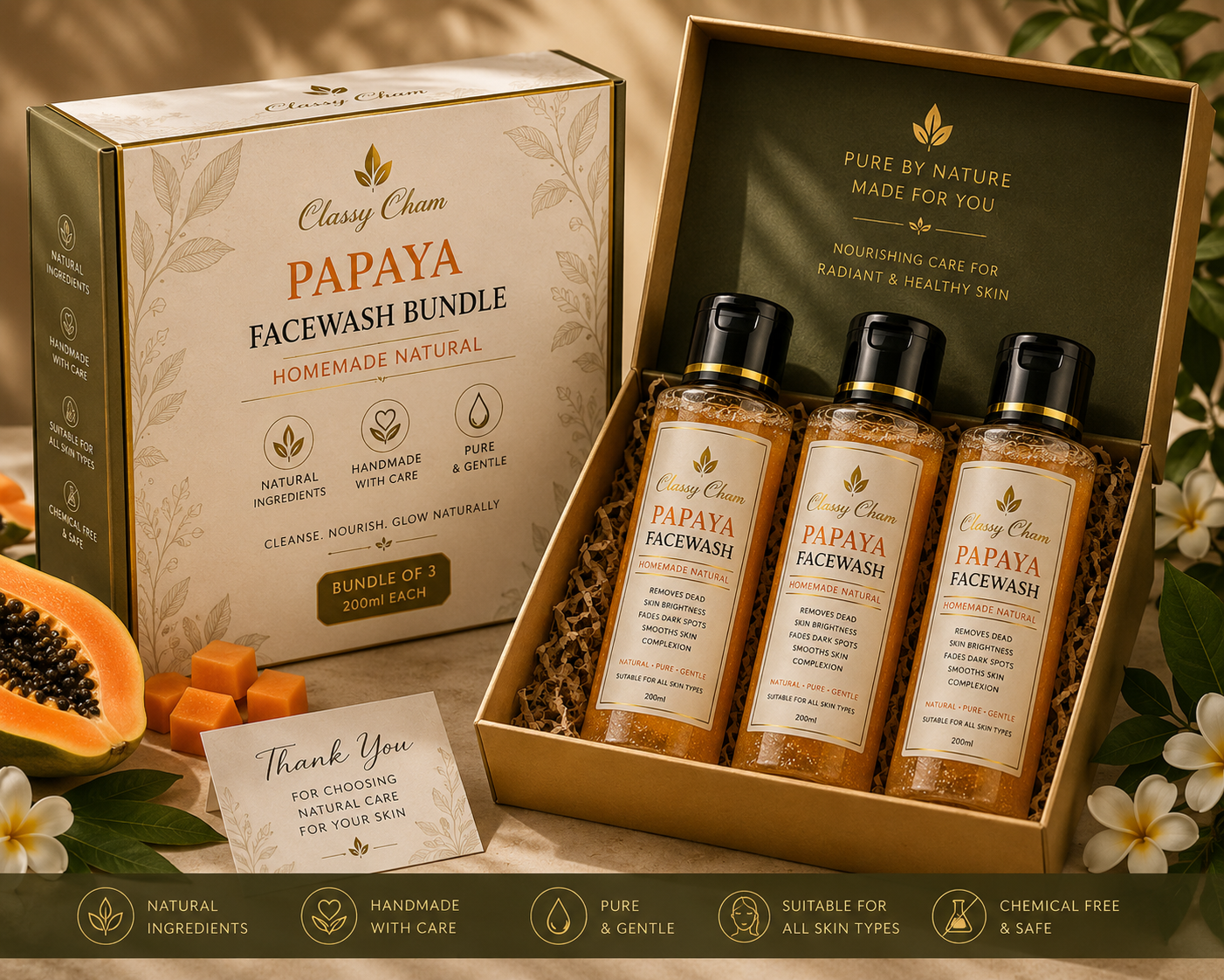 Papaya Facewash Bundle pack of 3.