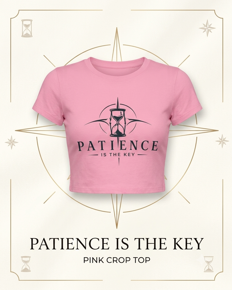 T-shirt corta rosa 'Patience is the Key'