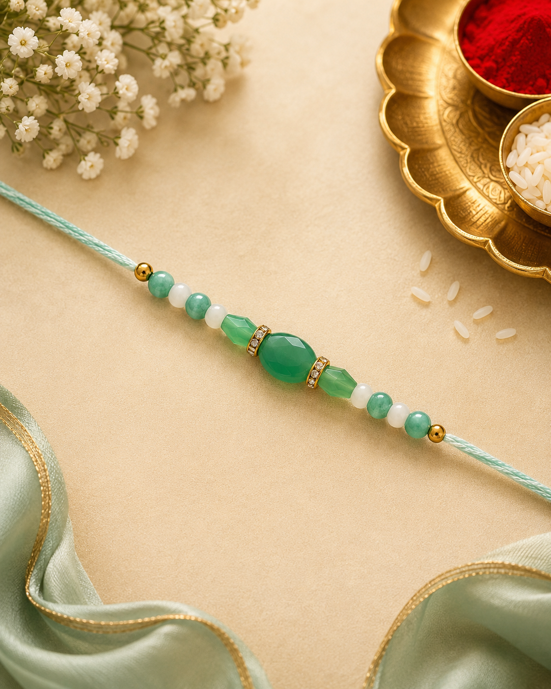 Mint Pearl Elegance Rakhi