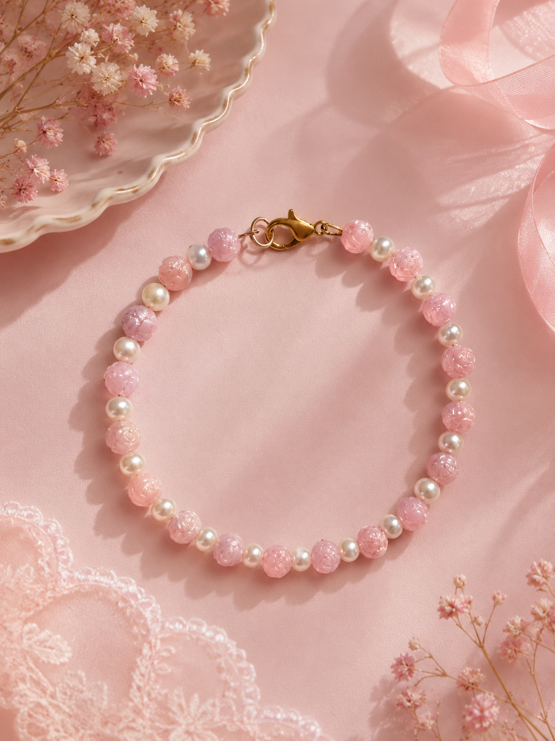 Blush Pearl Rose Bracelet