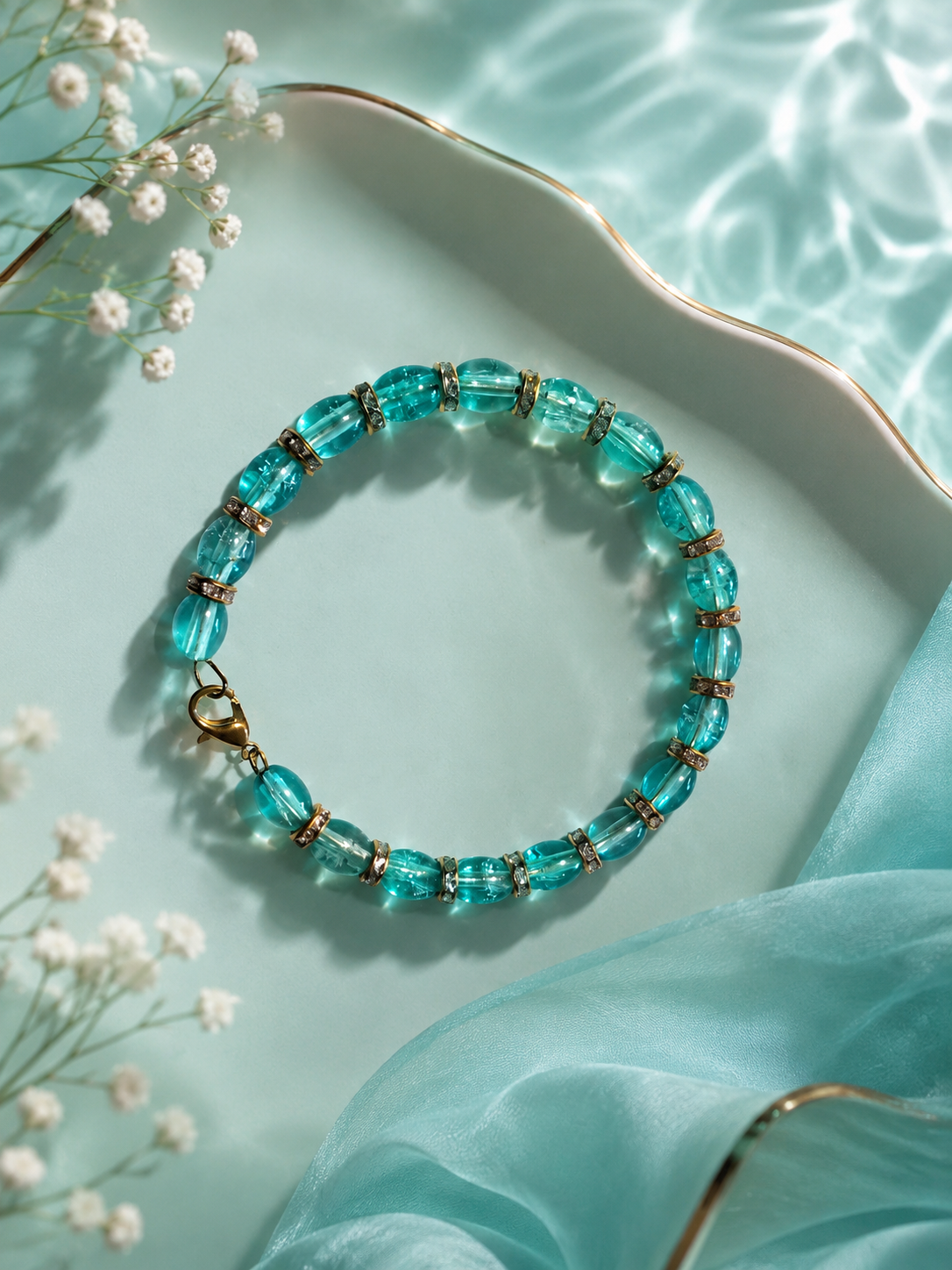 Aqua Crystal Bead Bracelet