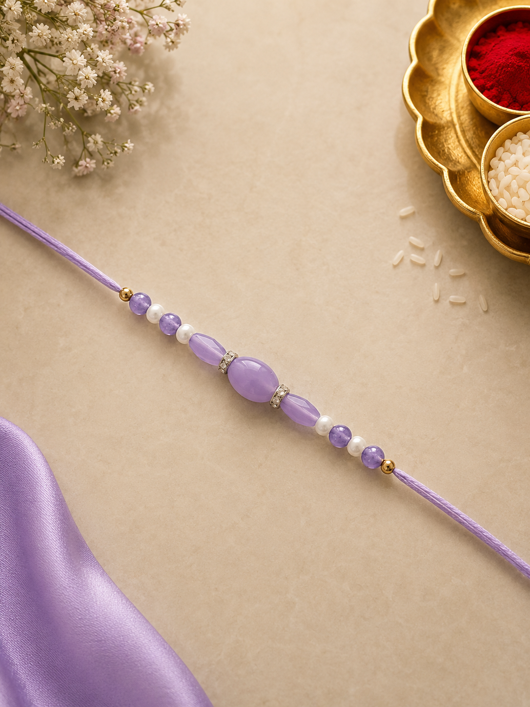 Lavender Pearl Grace Rakhi