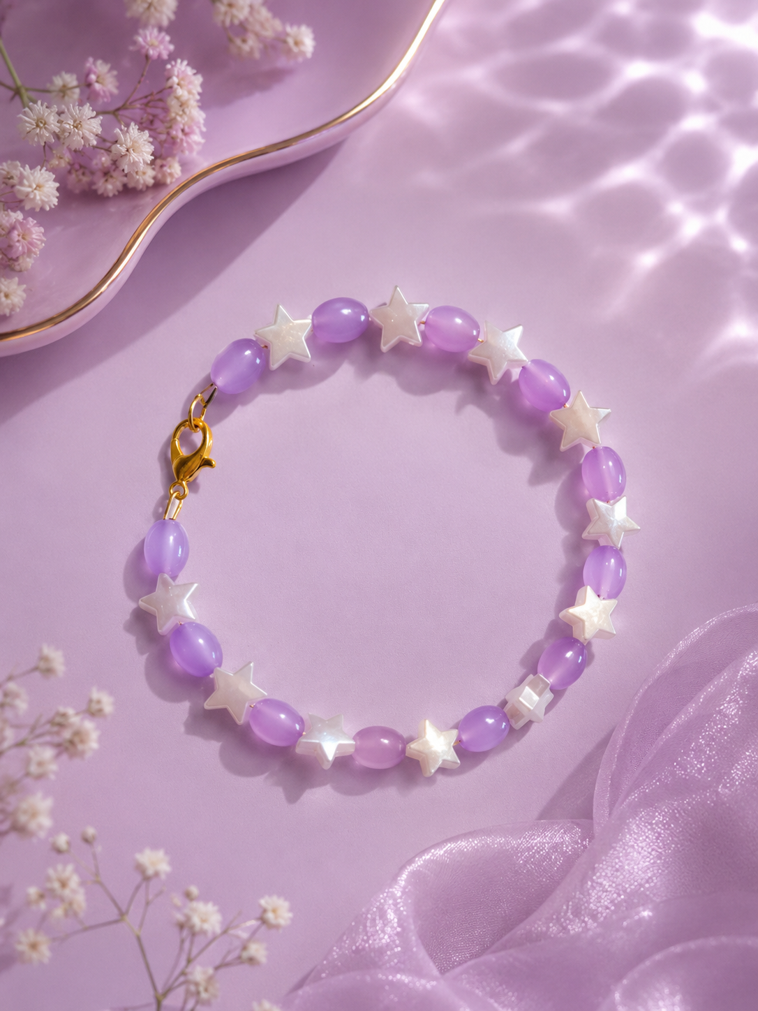 Lavender Star Charm Bracelet