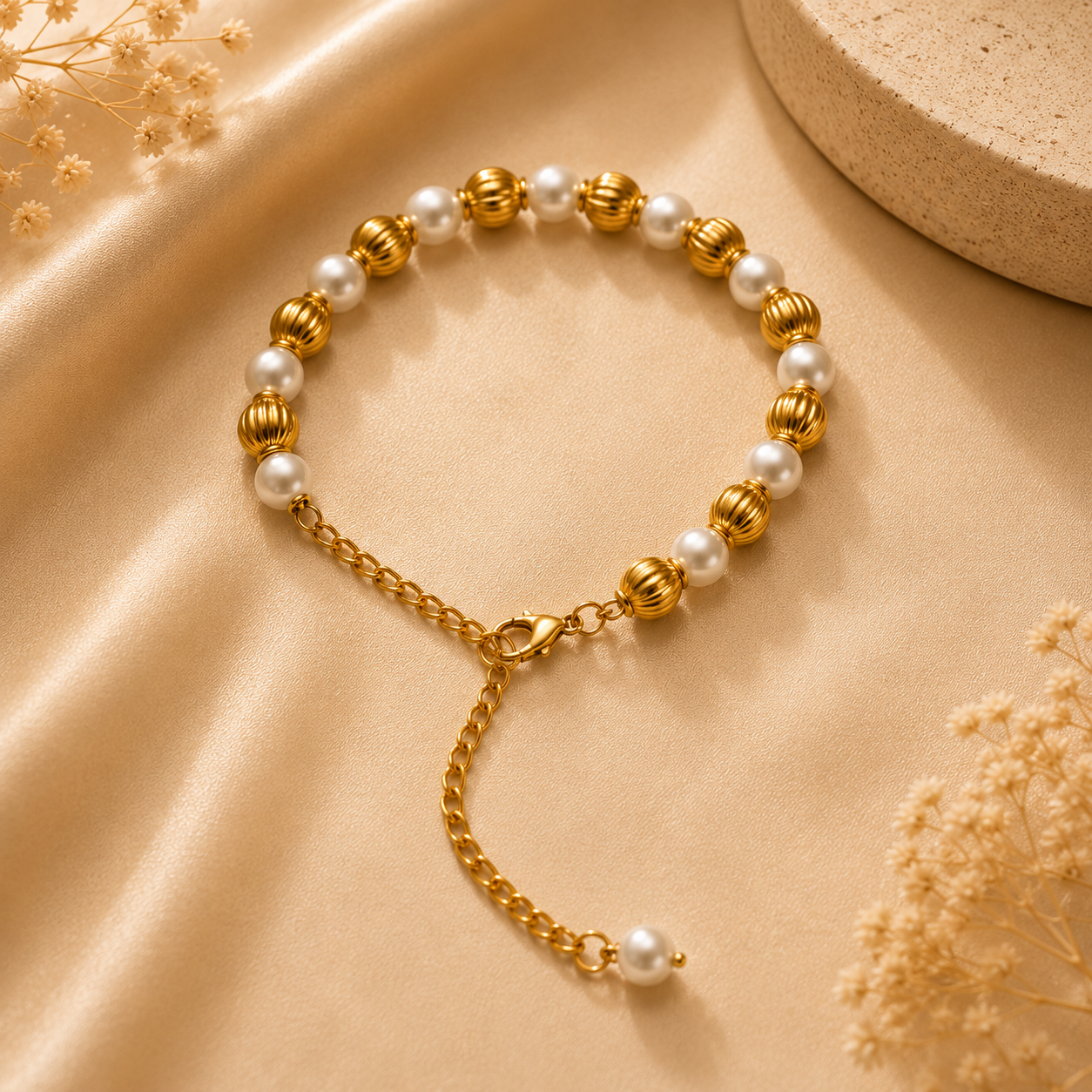 Golden Pearl Elegance Bracelet