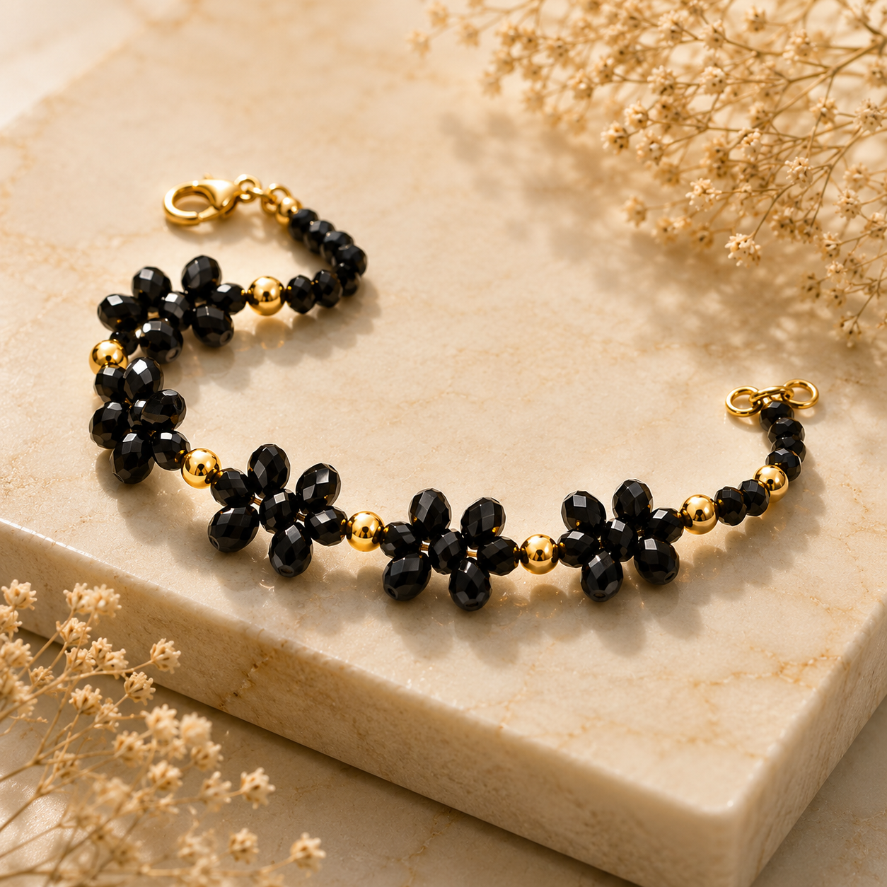 Midnight Blossom Crystal Bracelet