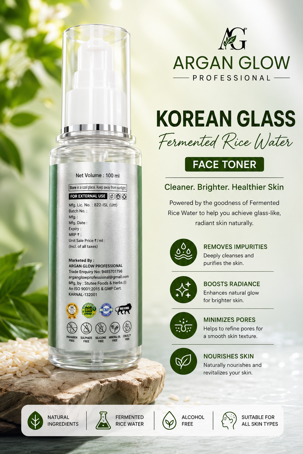 Korean Glass Fermented Rice Water Face Toner