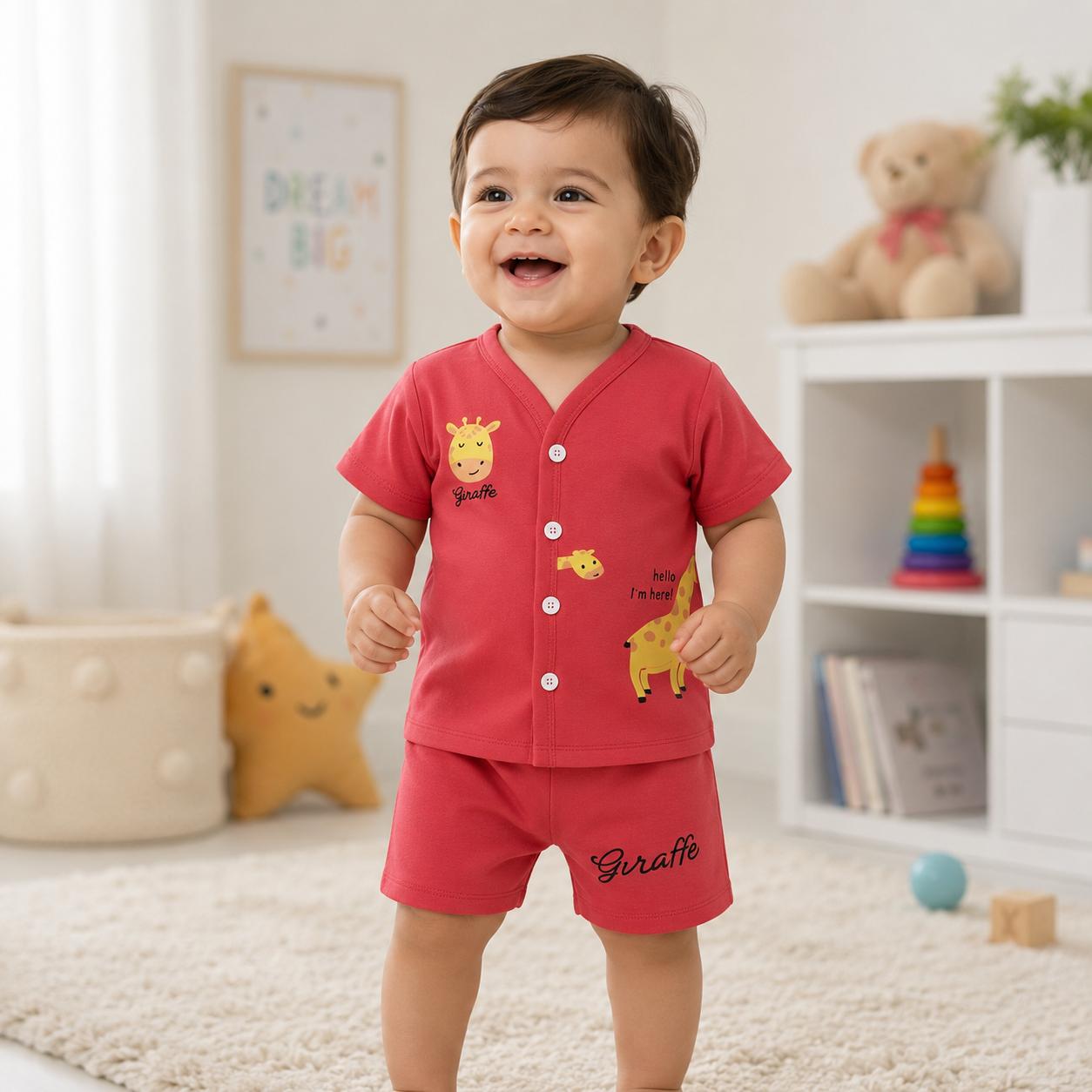 Giraffe Print Baby Shorts Set
