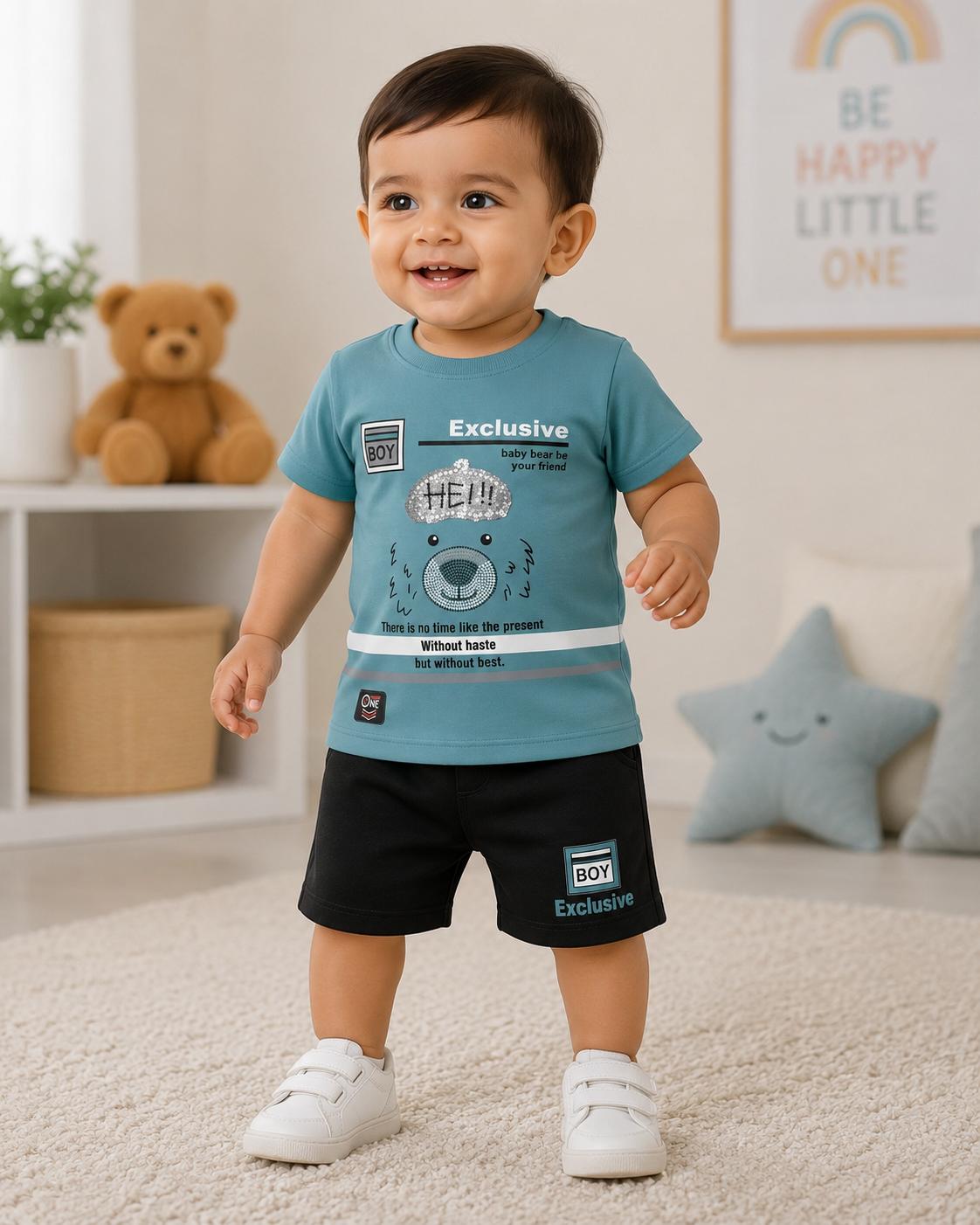 Baby Boy Cotton T-Shirt & Shorts Set